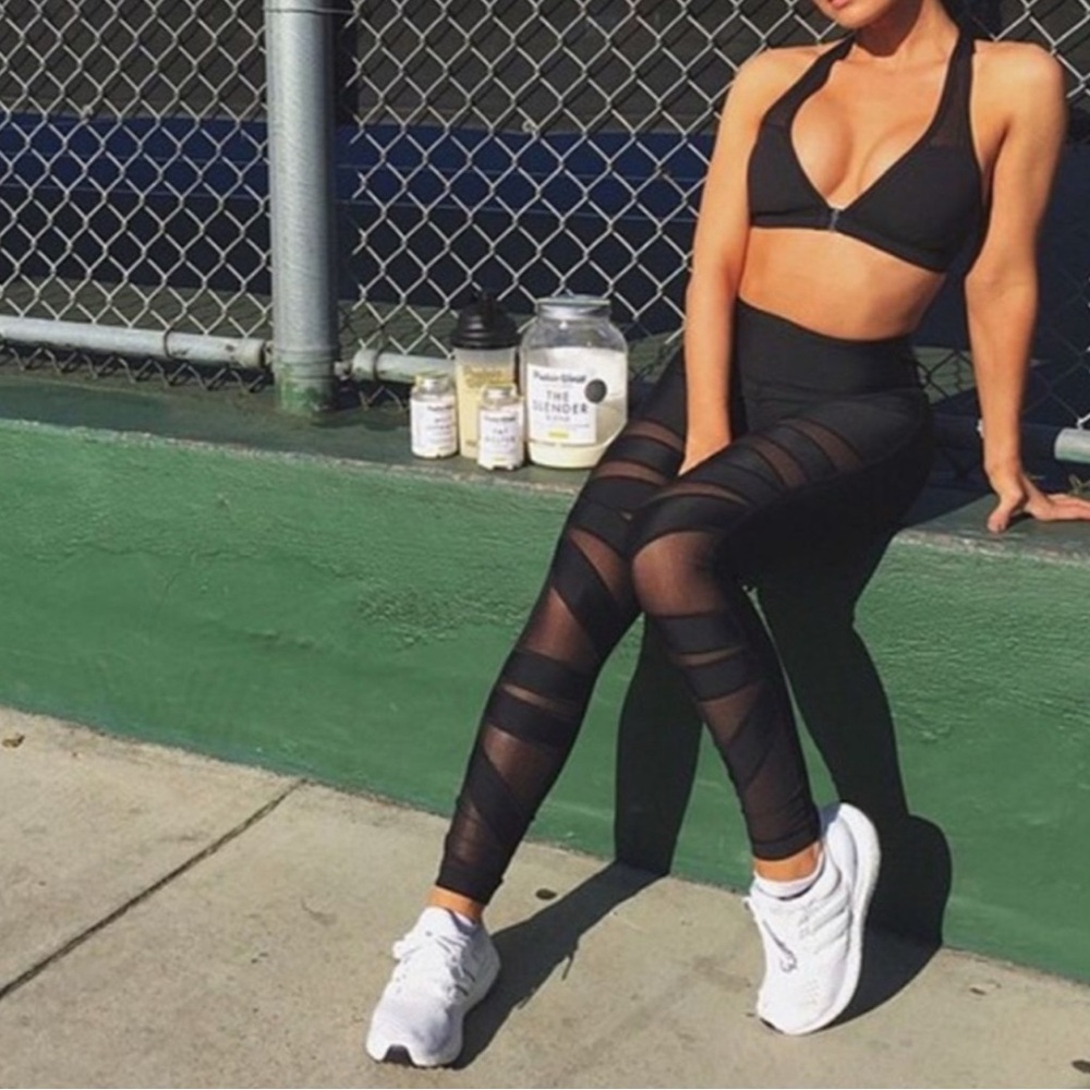 Lululemon Tech Mesh Tight Black High Rise Leggings